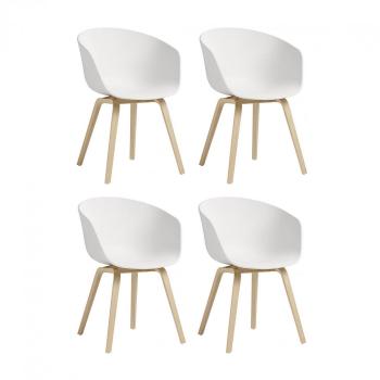 HAY About a Chair 22 - Set de 4 sillones Blanco/Bastidor de Roble enjabonado/59x79x52cm