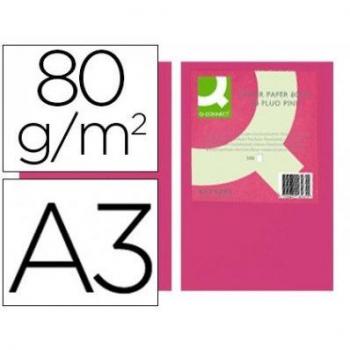 PAPEL COLOR Q-CONNECT DIN A3 80GR ROSA NEON PAQUETE DE 500 HOJAS