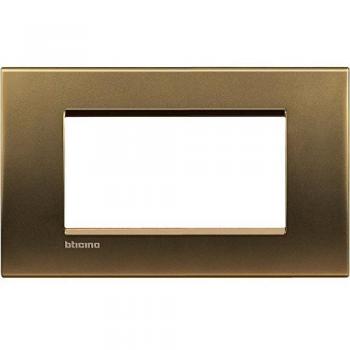Placa Cuadrada de 4 Módulos Bticino LivingLight en Bronce Brillante