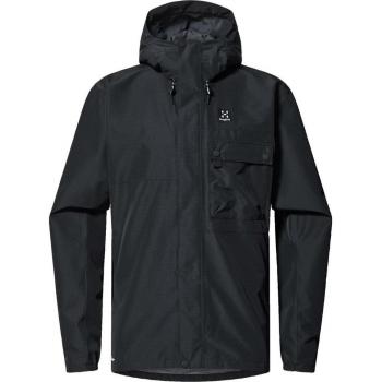 Haglöfs - Chaqueta de hombre Porfyr Proof con capucha, color negro, talla L