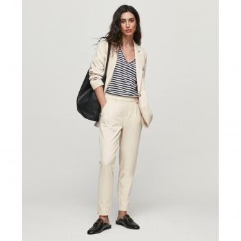Pantalón Elegante Corto Ajustado Crème-Neutral 44 Femenino