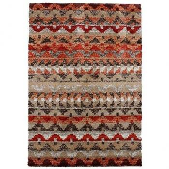 Rug Étnico de Pelo Largo 133 x 190 cm Rojo