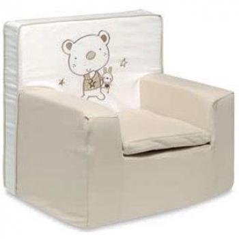 Pirulos 32013010 - Sillón, diseño osito star, algodón, 51 x 49 x 27 cm, color blanco y lino