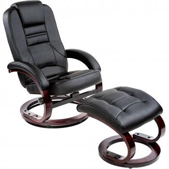 Sillón relax Tectake con reposapiés, respaldo ajustable, acolchado suave y cómodo, giro de 360°, base estable de madera