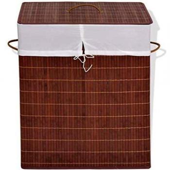 Bamboo Laundry Bin Rectangular Brown