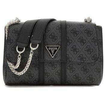 Guess Beige Flap Handbag with 3D Logos, Gray female, Size: ONE SIZE