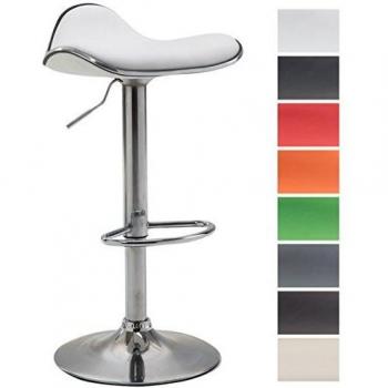Taburete de Bar Shanghai de Piel Sintética Blanca con Estructura Metálica Cromada