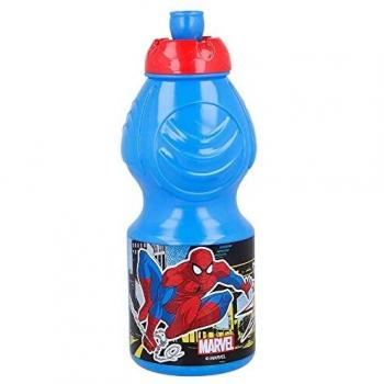 SPIDERMAN | Botella de Agua Infantil con cierre antifugas | Cantimplora Reutilizable para niños con tapón anti goteo - Libre de BPA - 400 ML
