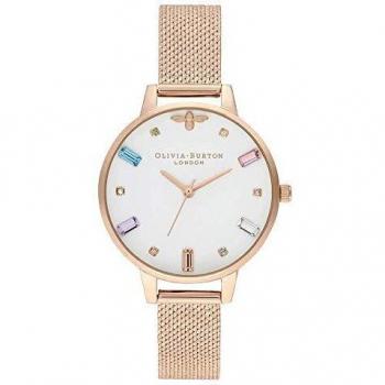 Olivia Burton Ladies Rainbow Bee Analog Quartz Watch with Steel Strap (34 mm)