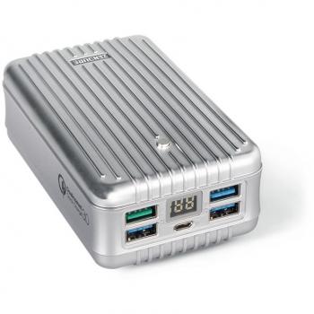 Zendure A8QC 26800mAh 4-Puertos Bateria Externa para movil, Cargador Portátil con Quick Charge 3.0 y Pantalla Digital LED para iPhone, Samsung Galaxy, Huawei, HTC y Más iOS y Android, Plata
