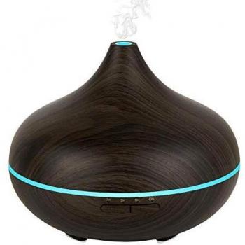 Humidificador ultrasónico 500 ml con lámpara aromática, marrón oscuro