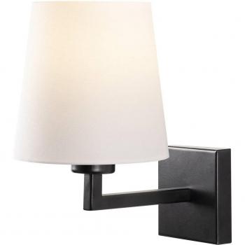 Aplique de pared Opviq Profil 4659, negro, pantalla textil blanca, 18 x 24 cm, cuerpo de metal