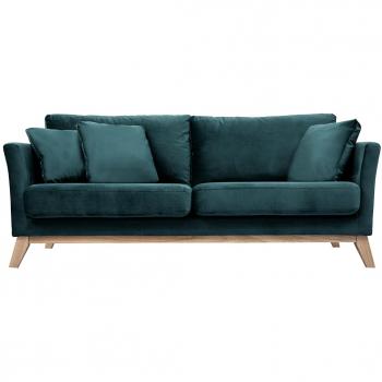 Sofá nórdico 3 plazas desenfundable terciopelo azul modelo Oslo