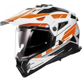 Casco de motocross LS2 MX702 Pioneer II Namib Blanco-Naranja 3XL