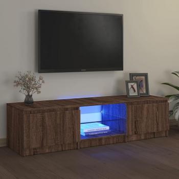 Mueble para TV con luces LED 140x40x35,5 cm en marrón roble