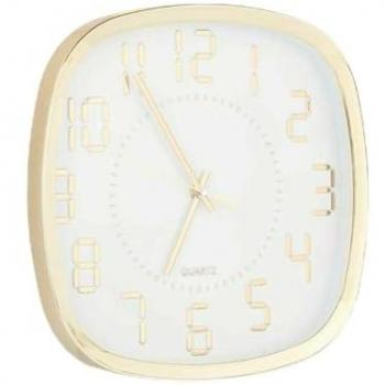 Reloj de Pared Cuadrado Dorado Vidrio Plástico 31 x 31 x 4,5 cm (6 Unidades)