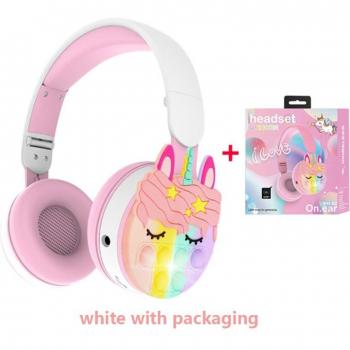 Auriculares Inalámbricos Bluetooth PM-02 para Niños, Diseño de Dibujos Animados, con Micrófono y Iluminación RGB