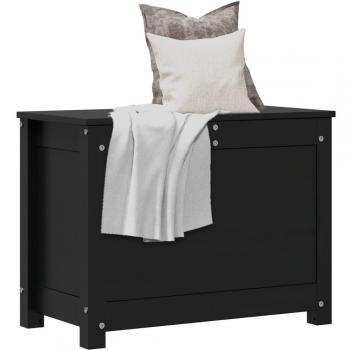 Caja de almacenaje madera maciza de pino negro 60x32x45,5 cm