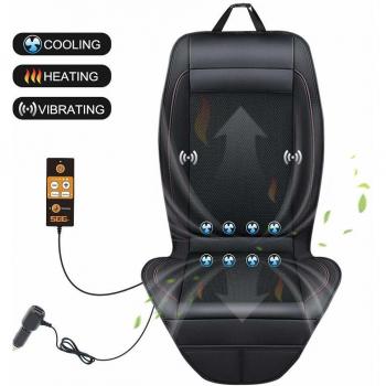 SEG Direct Cojín de Asiento Inteligente para Coche 3-in-1 con Refrigeración para el Verano, y Calefacción para el Invierno, Masaje por Vibración para la Conducción, Salida de 12V