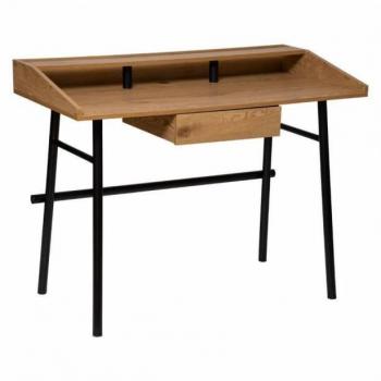 Mesa Escritorio Industrial Josan con Cajón Roble y Negro 110 cm, Melamina Madera Oscuro, medidas 110x85x55 cm
