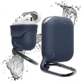 elago AirPods Funda de Silicona Impermeable [IP67 Rated Impermeable y a Prueba de Polvo Cover] [Protección Extra] [Colgar Mosquetón Añadido] para Apple AirPods Case