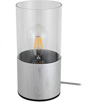 Lámpara de Mesa Moderna de Aluminio Pulido con Pantalla de Cristal E27 ZELKOVA RABALUX