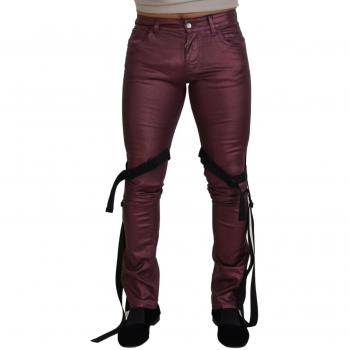 Dolce & Gabbana Magenta Cotton Men Casual Harness Denim Jeans - IT48 | M