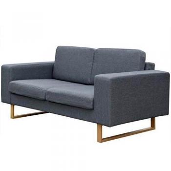 vidaXL Sofá de 2 Plazas Tela de Color Gris Claro Tamaño total 156 x 82 x 76 cm
