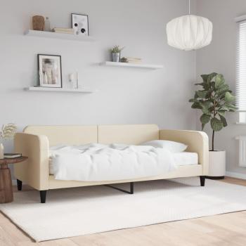 Sofá cama con colchón de tela crema 90x200 cm