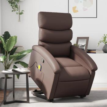 Sillón reclinable de masaje de pie de cuero artificial en color negro, crema y marrón - Sillón cómodo para dormitorio, silla relax y sofá vidaXL