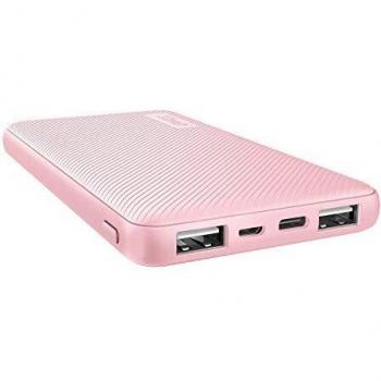 Trust Mobile Batería Externa 10000 mAh Primo Power Bank Ultrafina, Cargador Portátil Móvil para Tablets, Smartphones, iPhone, iPad - Rosado