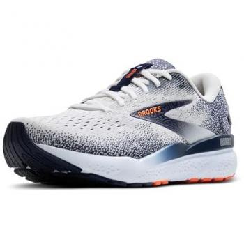 Brooks Ghost 16 Men's Running Shoes - Medium Gray/White/Orange - Size 45.5