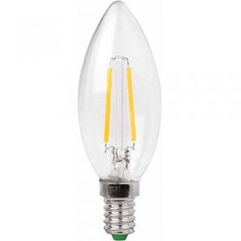 Bombilla LED Vela E14 3W Filamento Transparente, Blanco Cálido