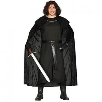Disfraz de Guardián Medieval para Hombre - Completo con Capa, Cinturón y Túnica - Talla XL (54-56) - Ideal para Halloween y Fiestas de Disfraces - Color Negro