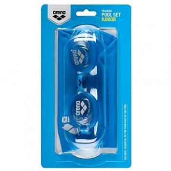 Arena Junior Swimming Goggles and Cap Set - Unisex Blue-Clear-White