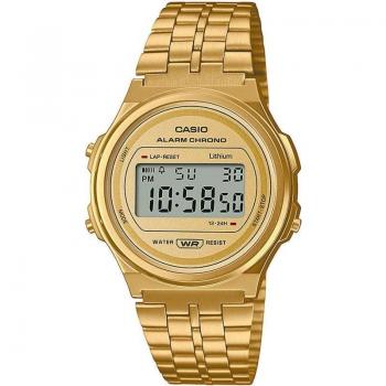 Casio Classic A171WEG-9AEF Unisex Vintage Watch - Mens Casio 'Collection' Gold Plastic/Resin Quartz Chronograph Watch