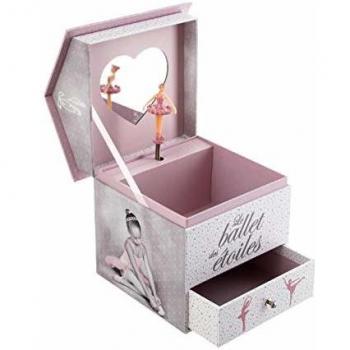 Caja de joyas musical Bailarina - 16 cm de altura - Rosa y multicolor