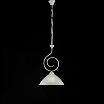 Lámpara de Araña Shabby Blanco de Hierro con Pantalla Blanca y 1 Luz - 32x h53 cm