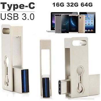 SETAYO 16GB USB-C a USB 3.0 Flash Drive Memory Stick con llavero para el MacBook Pro, Samsung Chromebook Además, Nexus 6P 5X, Google píxeles, G5 LG, HTC y Más 10 -Estilo F