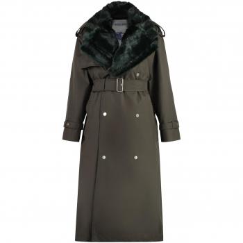 Burberry Women's Long Kensington Trench Coat in Green | Size 2 | Color B7326