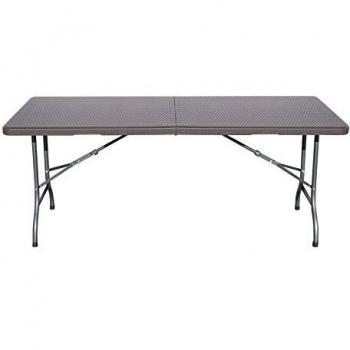 REVLON Mesa Polietileno Imitacion Ratan Plegable con Asa 179X74Cm.