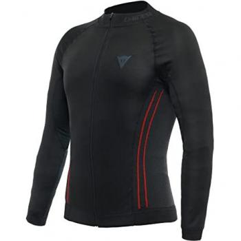 Dainese Camiseta Interior De Manga Larga No Wind Thermo - Chaqueta funcional de manga larga, color negro y rojo, material térmico, diseño sin viento