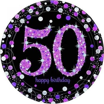 Amscan – 9900612 23 cm celebración 50th Prismatic platos de papel