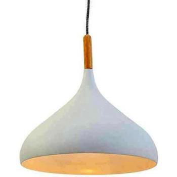 Lámpara de Techo Colgante Bjorr en Blanco Mate y Madera Transparente E27 330mm