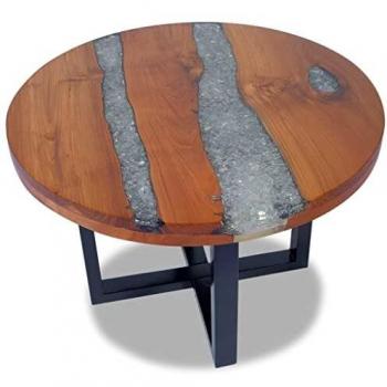 vidaXL Mesa de centro resina de teca 60 cm
