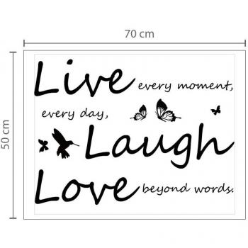 COM-Butt Vine + Vivid Live Laugh, Adhesivo mural despegable de vinilo de arte de calcomanías murales, mariposas bailando y ramas de árbol, además del mensaje llamativo Live Laugh Love