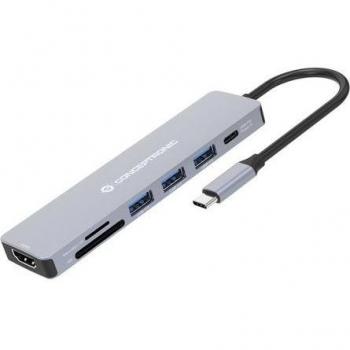 Conceptronic DONN19G Docking Station para Portátil con Replicador de Puertos, USB 3.2 Gen 1 (3.1 Gen 1) Type-C, HDMI, 3 x USB-A,
