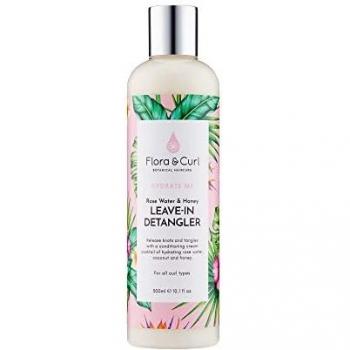 Flora & Curl - Desenredante orgánico de rosa y miel para cabello natural rizado, 300 ml