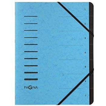 Carpeta PAGNA A4, archivador clasificador de 7 compartimentos, color azul claro