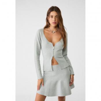Grey Melange Zipped Knit Jacket L